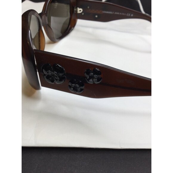 Chanel Womens Brown Camellia Sunglasses Floral Design Logo Made In Italy - Picture 5 of 11